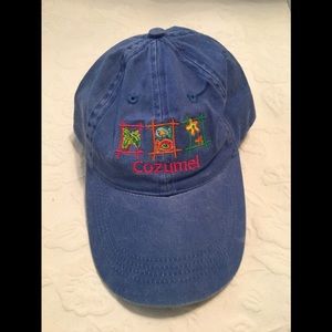 Blue stone washed embroidered Cozumel fabric cap.